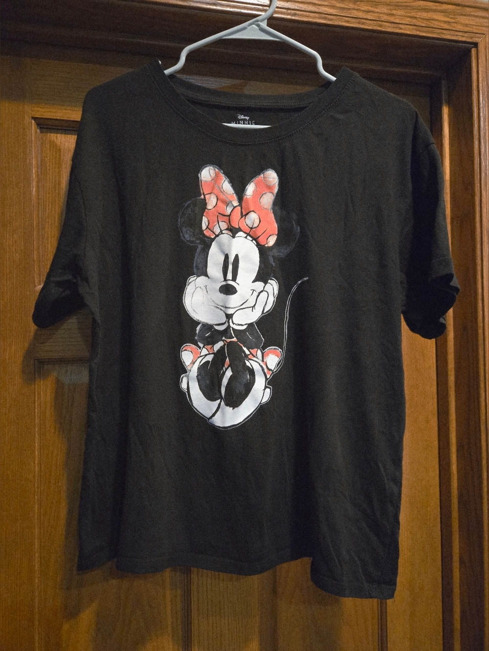 Disney Black Minnie Mouse Tee with Red Polka Dot Bow